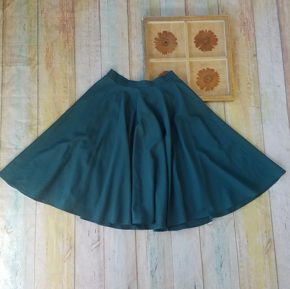 LuLu's Turquoise Full Circle High Waist Skirt M